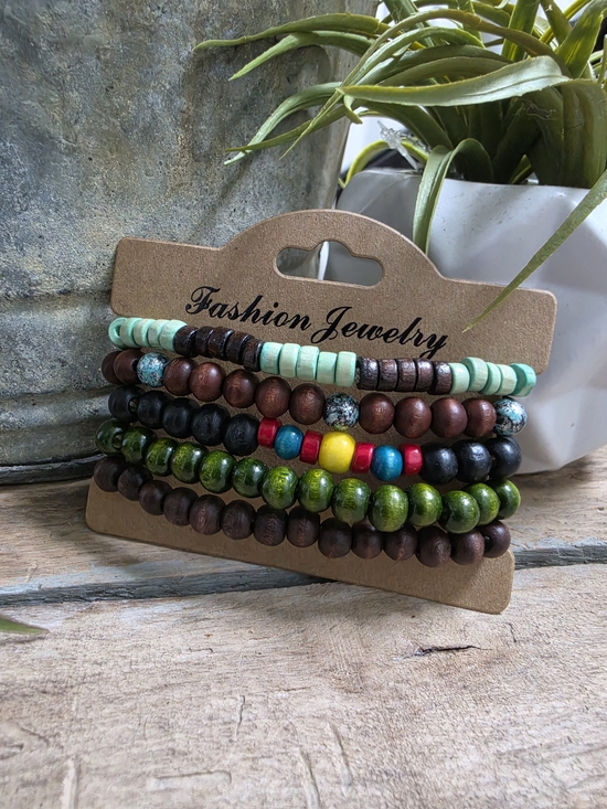 Fashion Jewelry Jewelry - Boho Wood Bead Bracelet Set Colorful Stretch Stack Festival Jewelry Unisex